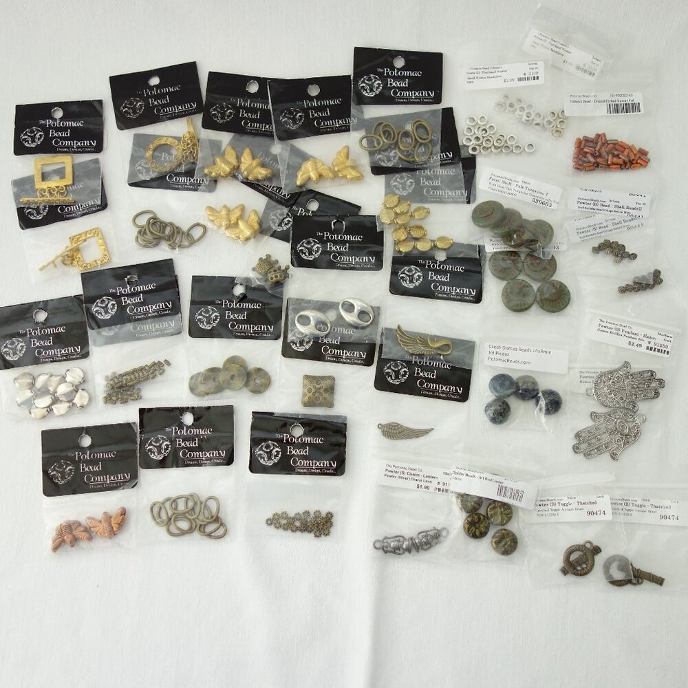 35 Pc Potomac Bead Company Jewelry Making Supplies Lot: Beads Charms Findings